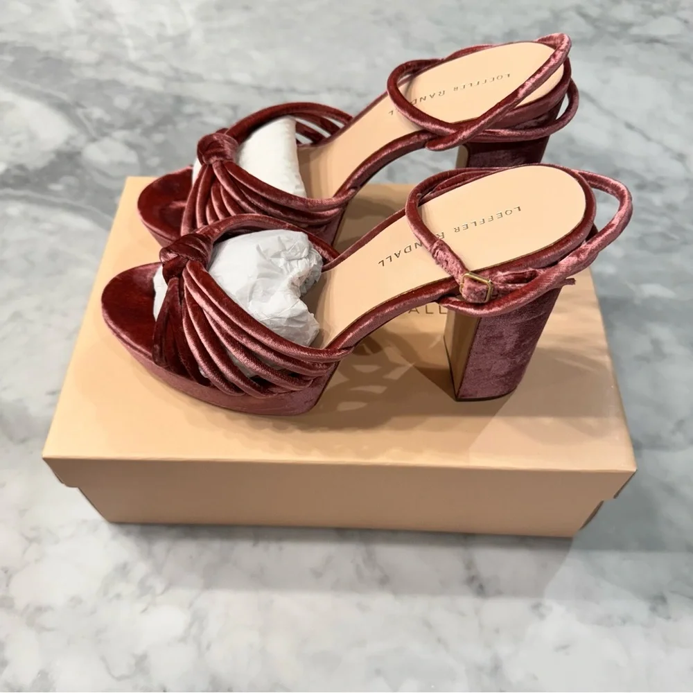 Loeffler Randall Rivka Velvet Burgundy Knot Platform Sandal - Picture 8 of 10